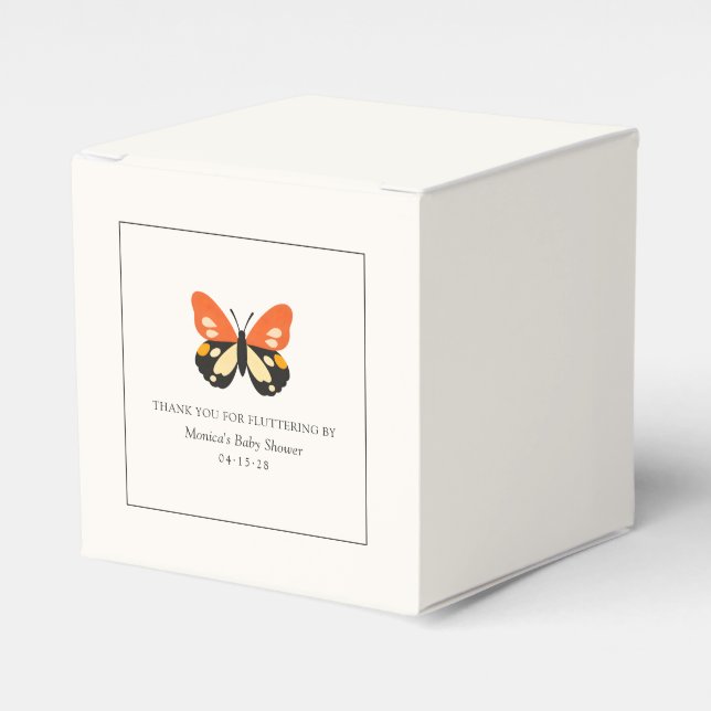 Modern minimalist fjäril baby shower tackkort presentaskar (Framsidan Sidan)