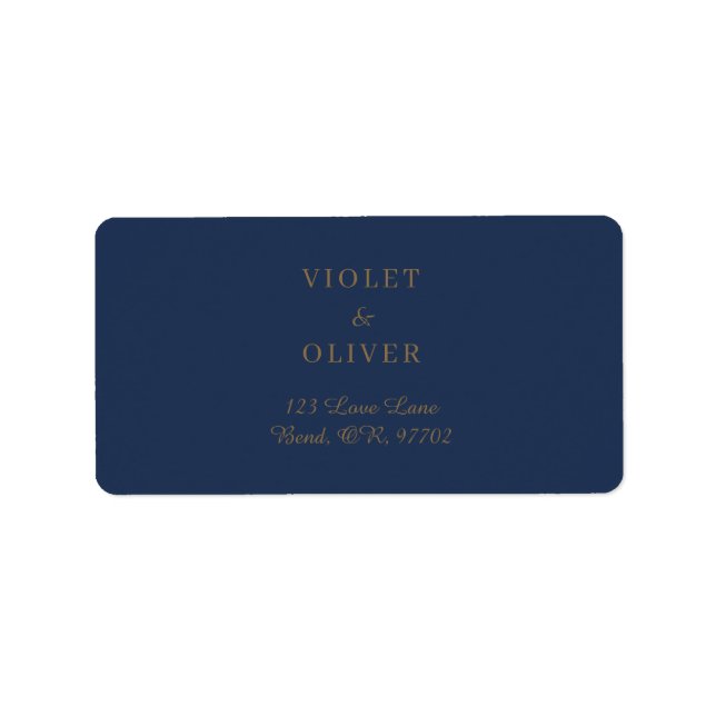 Modern minimalist | flottan och Guld Bröllop adres Adressetikett (Framsidan)