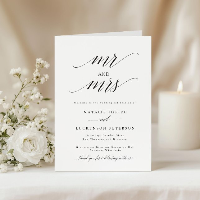 Modern Minimalist Folded Wedding Program (Skapare uppladdad)