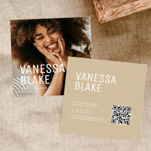 Modern minimalist foto QR-kod Beige professionell Fyrkantigt Visitkort