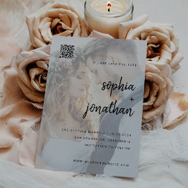 Modern minimalist | Foto QR-kod Spara datum Magnetisk Inbjudningskort