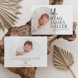 Modern minimalist fotobabyshower med valv meddelande