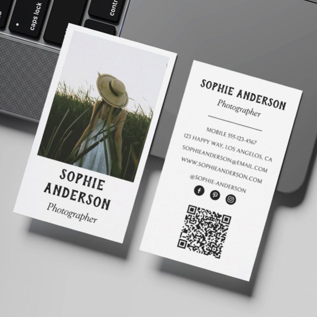 Modern minimalist fotograf foto med QR-kod Visitkort (Skapare uppladdad)