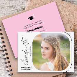 Modern minimalist fotografering examensfest inbjudningar