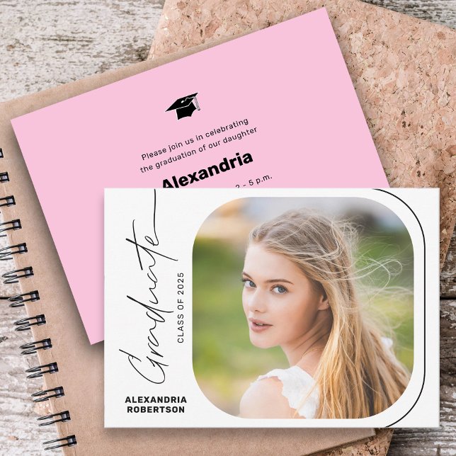 Modern minimalist fotografering examensfest inbjudningar (Skapare uppladdad)