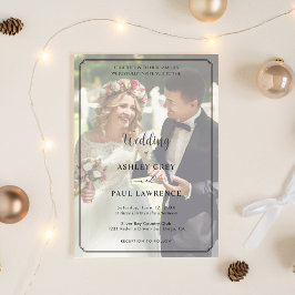 Modern Minimalist Full Photo Overlay Wedding Inbjudningar