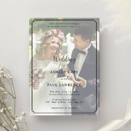 Modern Minimalist Full Photo Overlay Wedding Inbjudningar
