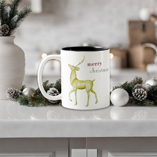 Modern minimalist glad jul renar Två-Tonad mugg