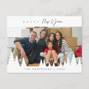 Modern Minimalist, Glad nyår familjefoto Pos Vykort