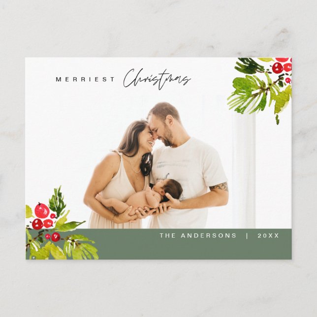 Modern Minimalist, Gladast jul Familj Vykort (Framsida)