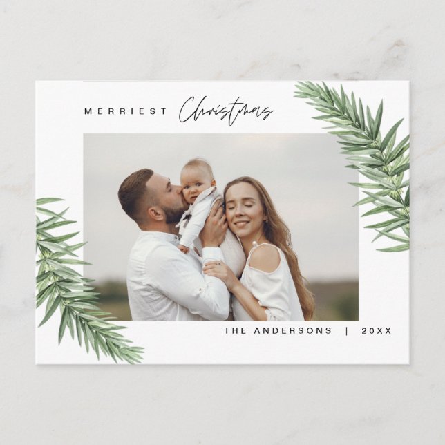 Modern Minimalist, Gladast Jul Familj Vykort (Framsida)