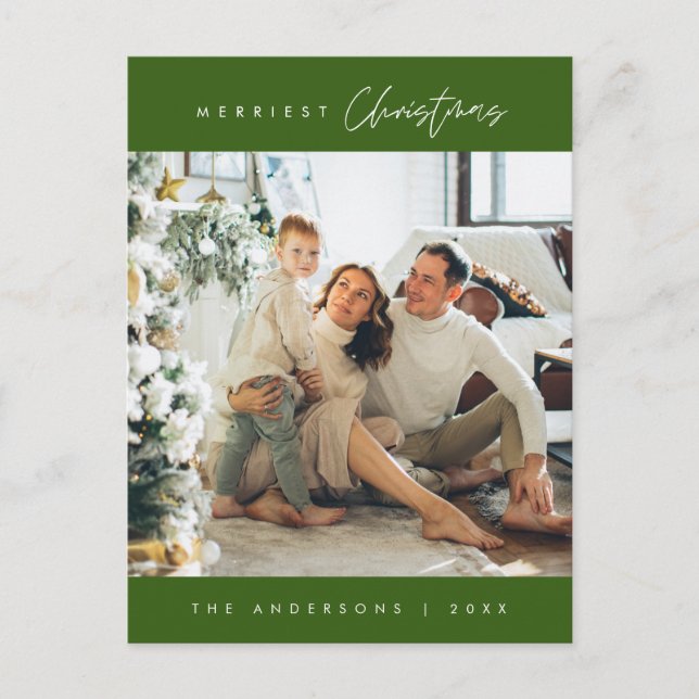 Modern Minimalist, Gladast jul familjefoto Vykort (Framsida)