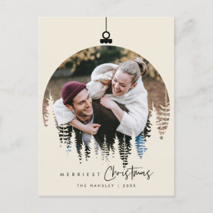 Modern Minimalist, Gladast jul Familjefoto Vykort