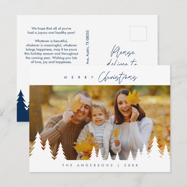 Modern Minimalist, Gladast jul Familjefoto Vykort (Fram/baksida)
