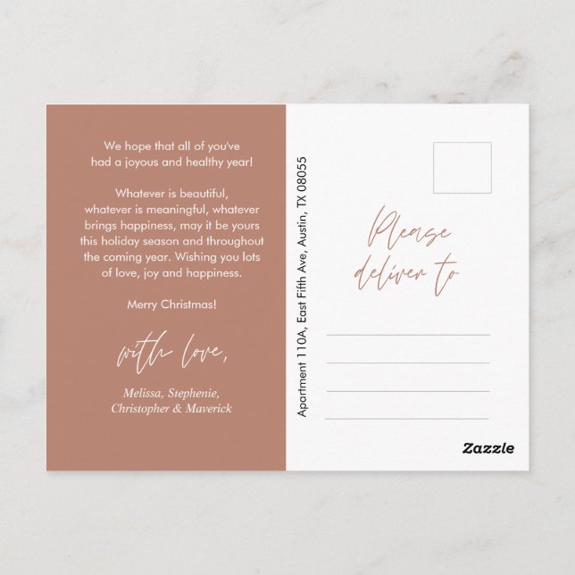 Modern Minimalist, Gladast jul Familjefoto Vykort (Baksida)