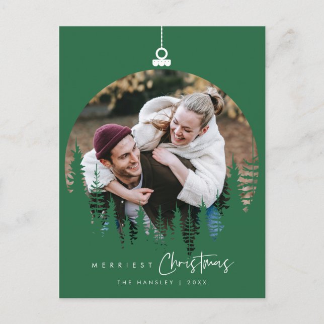 Modern Minimalist, Gladast Jul Familjefoto Vykort (Framsida)