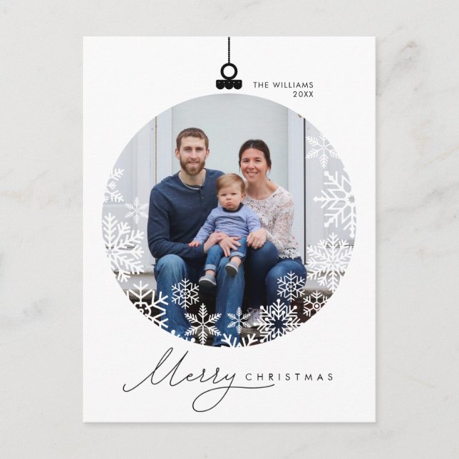 Modern Minimalist, Gladast Jul Familjefoto Vykort (Framsida)