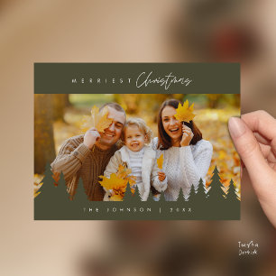 Modern minimalist, gladast jul familjefoto vykort