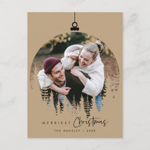 Modern Minimalist, Gladast jul Familjefoto Vykort