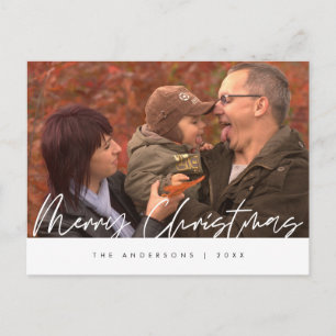 Modern Minimalist, God Jul Familjefoto Vykort