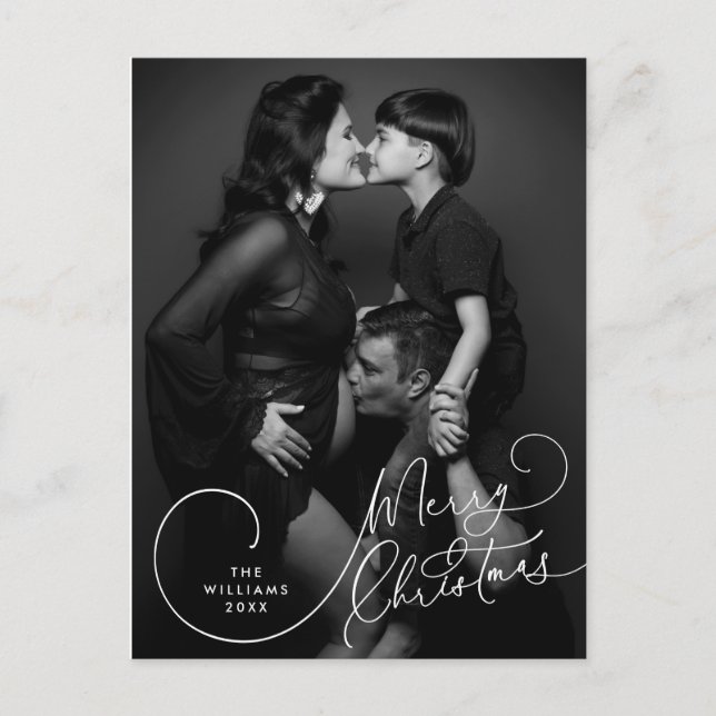 Modern Minimalist, God Jul Familjefoto Vykort (Framsida)