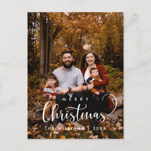 Modern Minimalist, God Jul Familjefoto Vykort