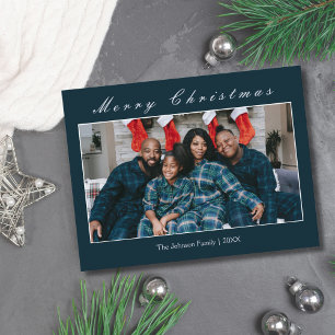 Modern minimalist God Jul familjefoto Vykort