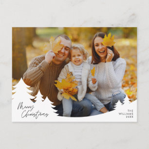 Modern Minimalist, God Jul, Familjefoto Vykort