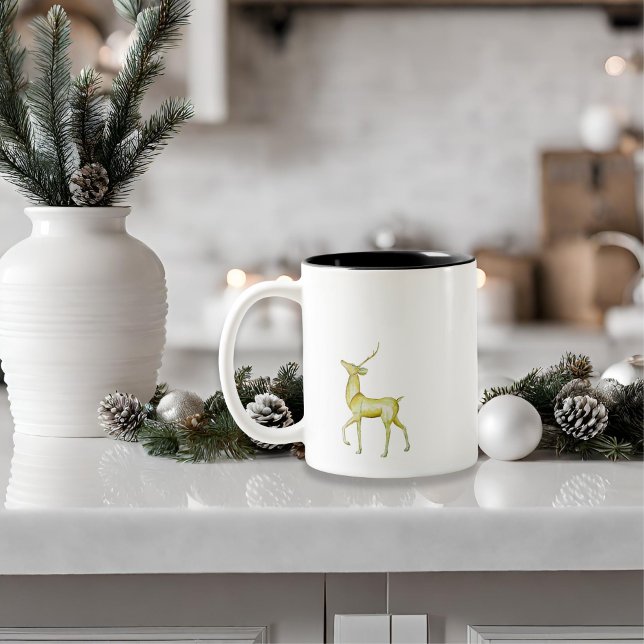 Modern minimalist God jul Reindeer Två-Tonad Mugg (Skapare uppladdad)