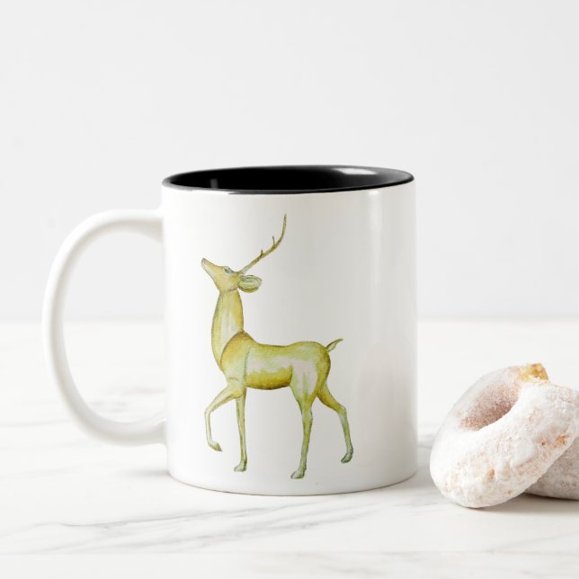 Modern minimalist God jul Reindeer Två-Tonad Mugg (Med munk)