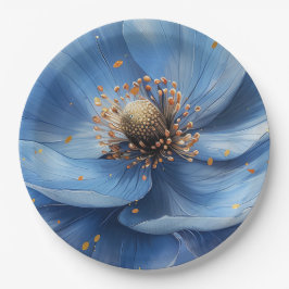 Modern Minimalist Gold and Blue Poppy 