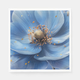 Modern Minimalist Gold and Blue Poppy  Pappersservett