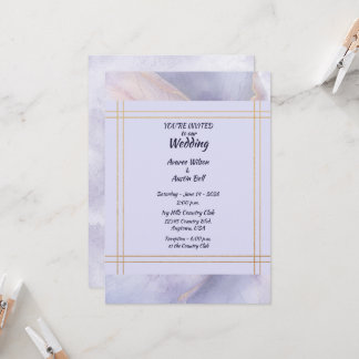 Modern Minimalist Gold and Purple Wedding  Inbjudningar