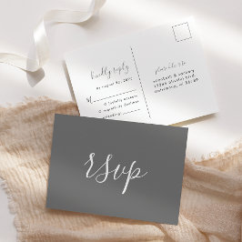 Modern minimalist grå bröllops-RSVP Vykort