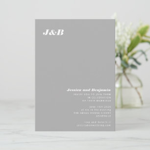 Modern minimalist grå elegant monogram bröllop inbjudningar