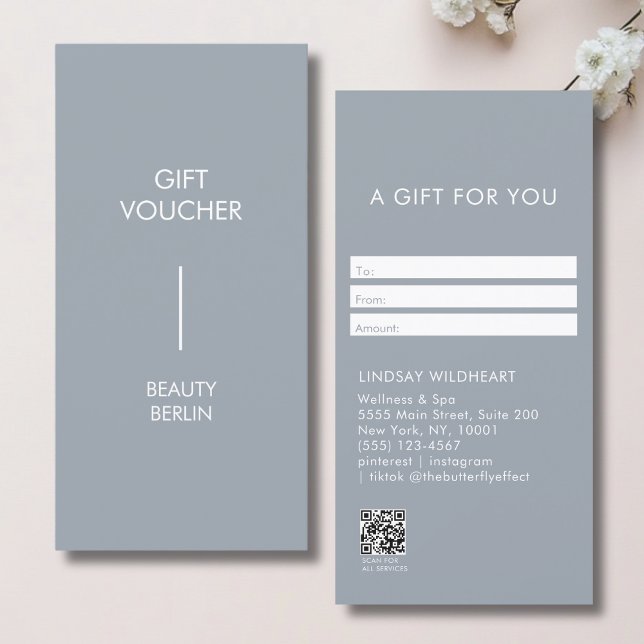 Modern minimalist grå QR-kod presentkort (Modern Minimalist Gray QR Code Gift Certificate)
