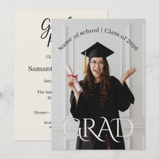 Modern Minimalist Grad | Elegant Photo Grad Party Inbjudningar