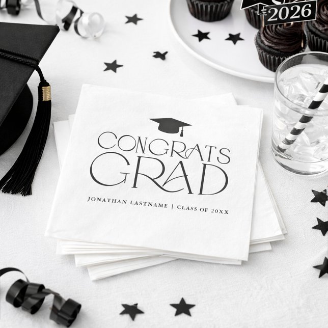 Modern Minimalist Graduation  Pappersservett (Modern Minimalist Graduation Napkins)