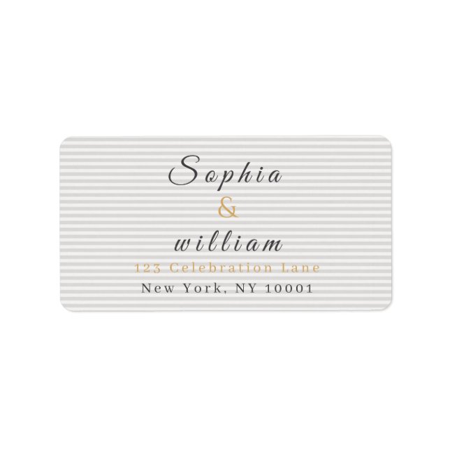 Modern Minimalist Gray Striped Wedding Adressetikett (Framsidan)