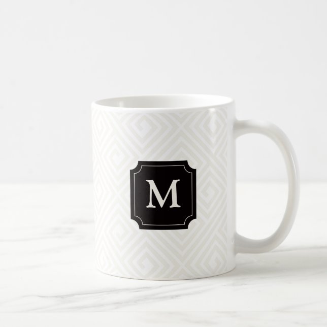 Modern minimalist grekisk nyckel Mönogram Kaffemugg (Höger)