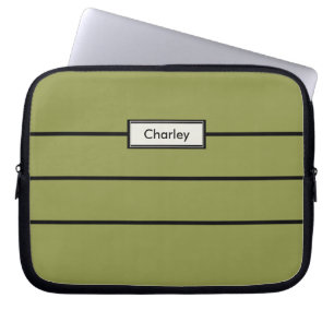 Modern minimalist grön anpassad namnmonogram laptop fodral