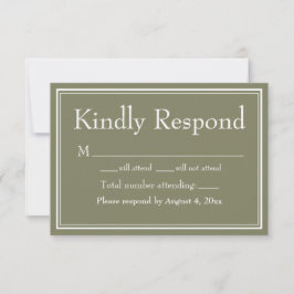 Modern minimalist grön RSVP-kort Tack Kort