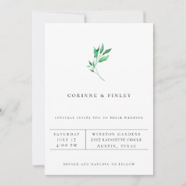 Modern minimalist grön väldesignad bröllopsinbjuda meddelande