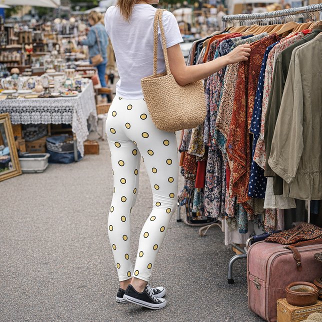 Modern minimalist gul prickmönster  leggings (A pair of leggings with a fun yellow polka dot pattern)