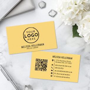 Modern minimalist gul professionell logotyp QR-kod Visitkort