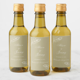 Modern minimalist Guld & Cream Bloom Mini Vinetikett