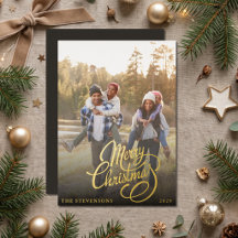 Modern minimalist guld folie familjefoto