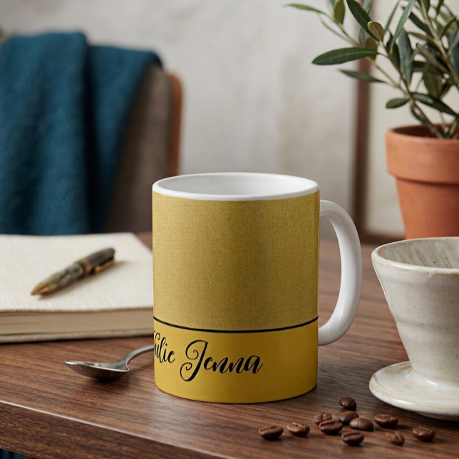 Modern minimalist guld folie struktur namn skrift kaffemugg (Skapare uppladdad)