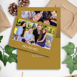 Modern minimalist guld "HO HO HO" Foto  Helgkort