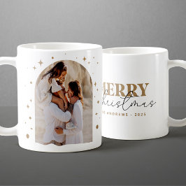 Modern minimalist guld jul fotobåge kaffemugg